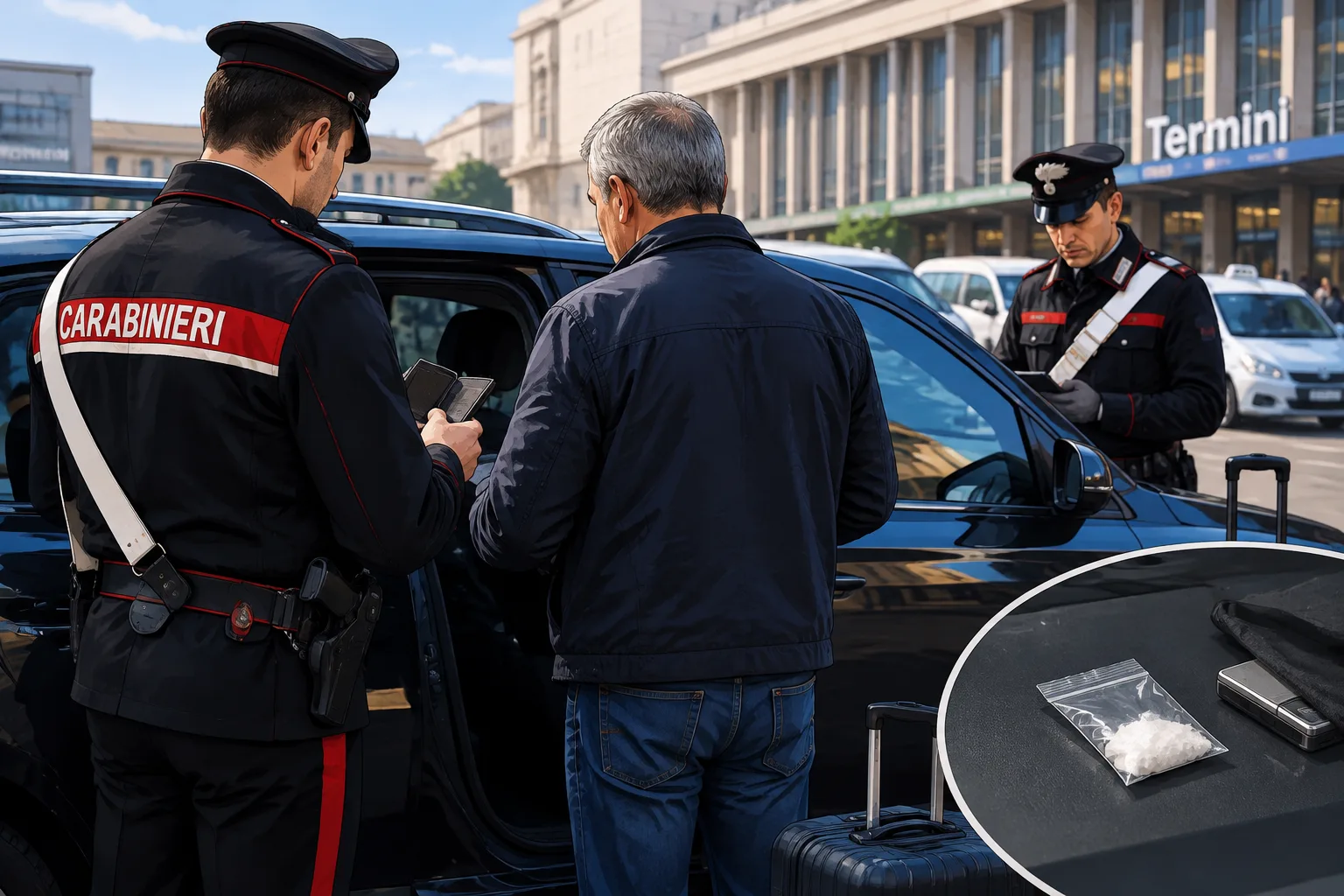 Termini, via Marsala: fermato Ncc abusivo con patente sospesa e 1 grammo di cocaina